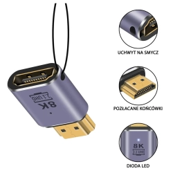 Przejściówka adaptor złącze HDMI wtyk - gniazdo płaskie złączka prosta 8K 60Hz 4K 120Hz-107033