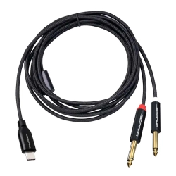 Kabel wtyk USB-C - wtyk Jack 6.3mm L+R  stereo 5m Shudder PREMIUM USB - C - 2x duży Jack 6.3mm-107480
