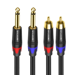 Kabel wtyk 2x jack 6.3mm mono - 2 RCA wtyk 2m Shudder PREMIUM-107924