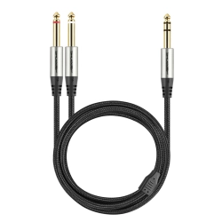 Kabel wtyk jack 6.3 stereo - 2x wtyk jack 6.3 mono - 2m Shudder PREMIUM w tekstylnym oplocie-108806
