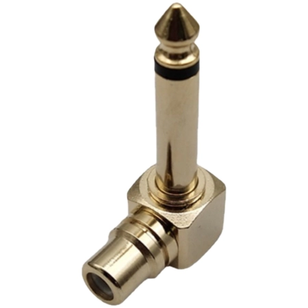 Złącze przejściówka kątowa mono duży Jack 6.3mm - 1x RCA Cinch gniazdo HQ-110573