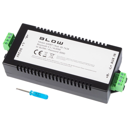 Wzmacniacz audio do zabudowy Bluetooth 4 x 30 W, zasilanie 24V