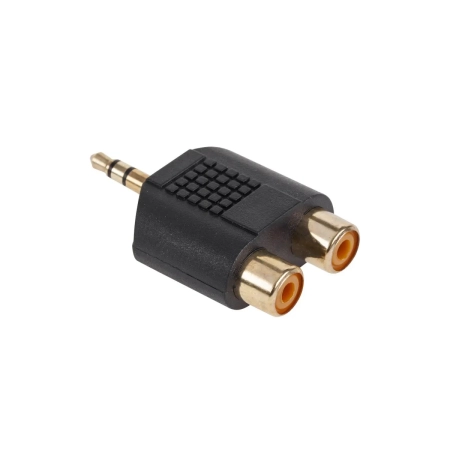 Złącze przejściówka stereo mały Jack 3.5mm - 2xRCA gniazdo złota