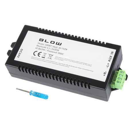 Wzmacniacz audio do zabudowy Bluetooth 2 x 30 W, zasilanie: 24V
