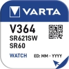 Bateria Srebrowa VARTA V364 SR60 SR621SW G1 1szt. pastylkowa-4976