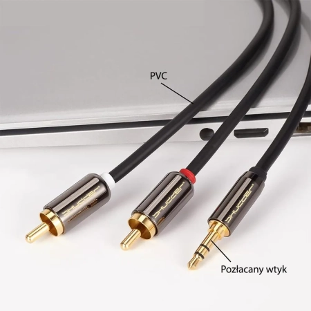 Kabel wtyk jack 3.5mm stereo - 2RCA wtyk 3m Shudder Standard Przewód Jack 3.5mm - 2x Cinch-7429