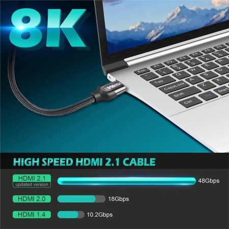 Kabel Przewód HDMI 2.1 WETU Premium 8K 60Hz 4K 120Hz Ultra High Speed 48Gb 2m HQ-8113