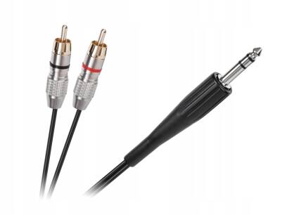 Kabel wtyk jack 6.3mm stereo - 2RCA wtyk 1.8m