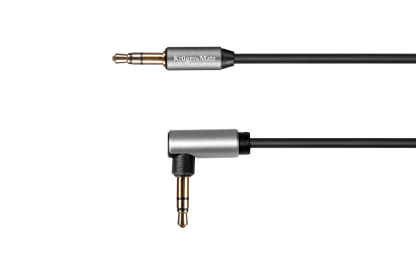 Kabel wtyk jack 3.5mm stereo kątowy - wtyk jack 3.5mm stereo prosty sprężynka 1.8m Basic