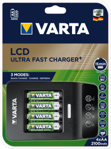 Ładowarka do akumulatorów AA AAA ultra szybka LCD ULTRA FAST CHARGER+ 4 x AA 2100mAh 