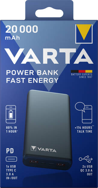 Power Bank 20000mAh VARTA Fast Energy, największy i najmocniejszy powerbank firmy VARTA