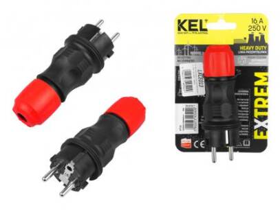 Wtyczka 230V sieciowa hermetyczna KEL IP54, 16 A/250 V na gruby kabel