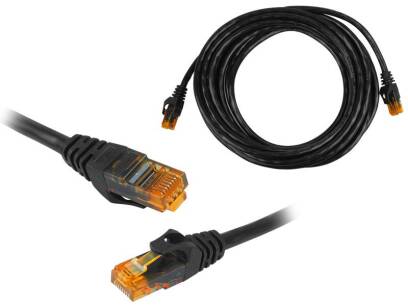 Kabel przyłącze RJ45 PATCHCORD UTP 5m czarny CAT6E Kabel Ethernet