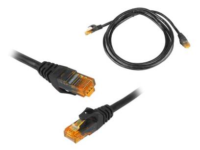 Kabel przyłącze RJ45 PATCHCORD UTP 2m czarny CAT6E Kabel Ethernet