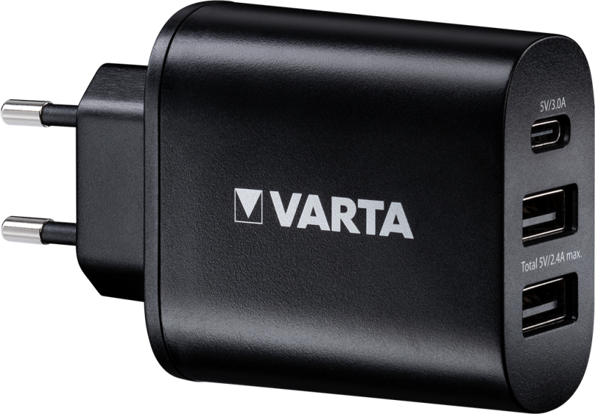 Ładowarka sieciowa 230V do urządzeń mobilnych VARTA WALL 2x USB + 1x USB typu C