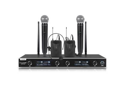 Mikrofony bezprzewodowe Shudder SDR1403, 2 mikrofony doręczne + 2x mikroport ( mikrofon nagłowny + klips krawatowy )