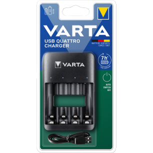 Ładowarka do akumulatorków USB Quattro Charger AA / AAA VARTA automatyczna, ładowanie z USB dowolnej ładowarki do telefonu