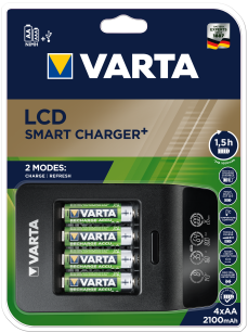Ładowarka do akumulatorków LCD SMART CHARGER+ 4 x AA 2100mAh Varta akumulatory w zestawie