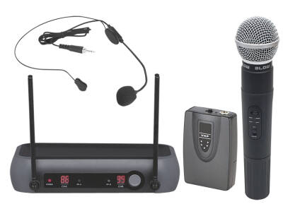 Mikrofon bezprzewodowy PRM 903 - 2 mikrofony, nagłowny mikroport + do ręki