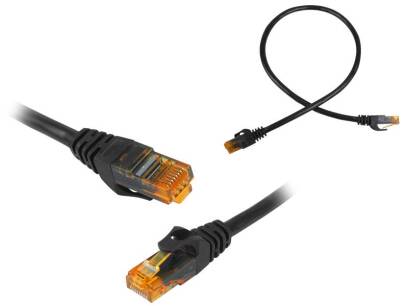 Kabel przyłącze RJ45 PATCHCORD UTP 0.5m czarny CAT6E Kabel Ethernet