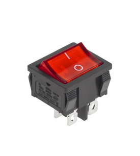 Włącznik przełącznik kołyskowy czerwony 4 pinowy podświetlany 230V