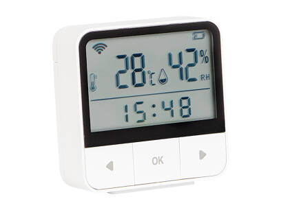 Bezprzewodowy termometr higrometr zegar WIFI z możliwością sterowania aplikacją tuya, smart life, alexa, google